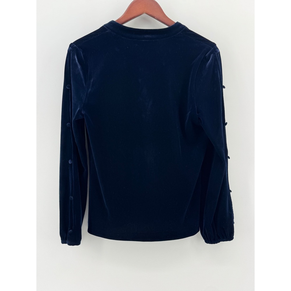 White House Black Market Byzantine Blue Velvet V-Neck Blouse‎ 570357792 Womens S - Picture 7 of 13